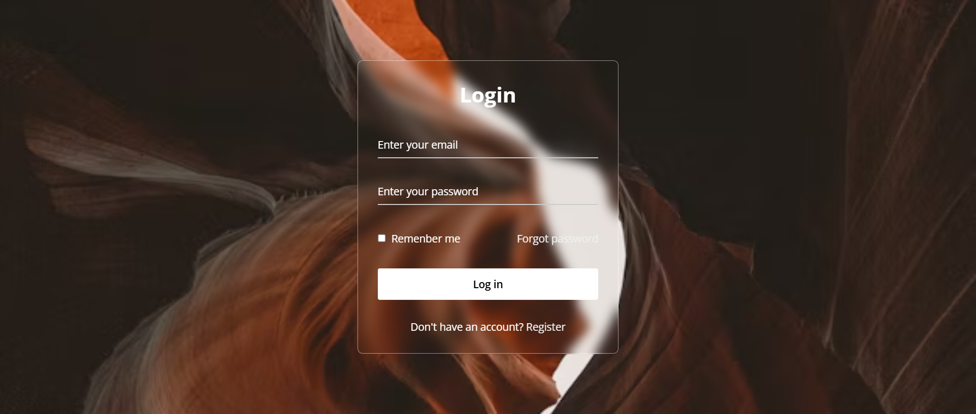 Formulaire d'inscription avec un fond flouter et mise en valeur du fond